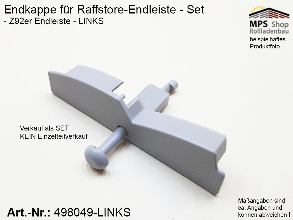 Endkappe Z-Lamelle 92mm, PVC grau - z.B. Schlotterer (links/rechts)