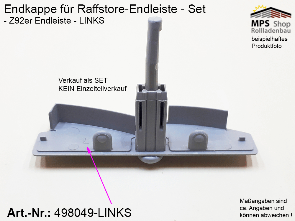 Endkappe Z-Lamelle 92mm, PVC grau - z.B. Schlotterer (links/rechts) – Bild 2