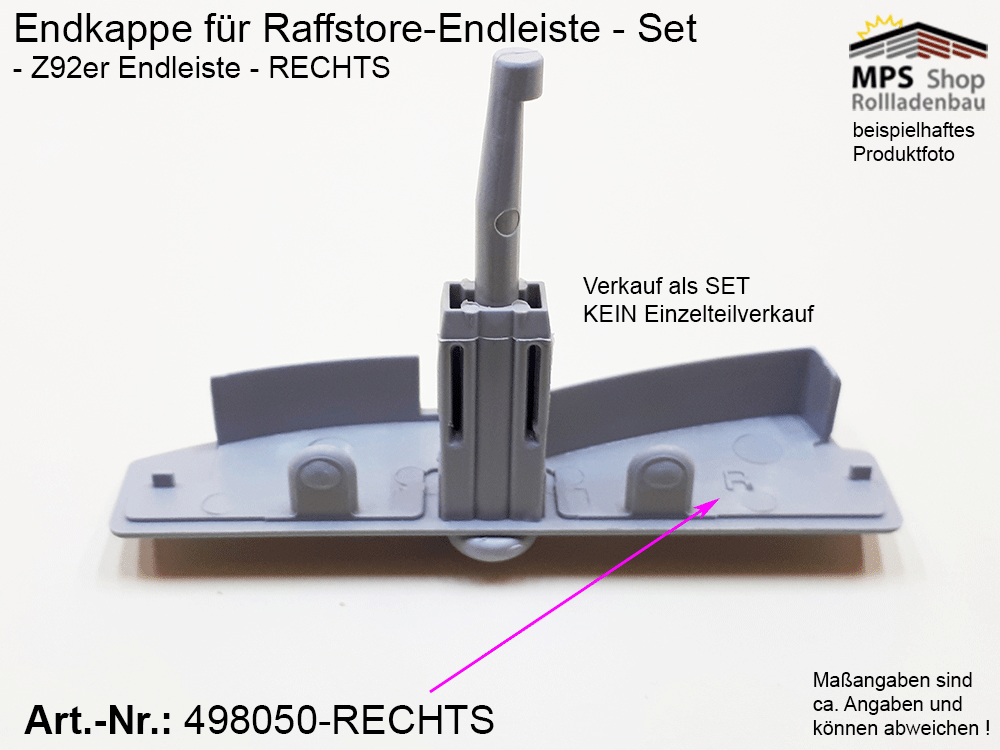 Endkappe Z-Lamelle 92mm, PVC grau - z.B. Schlotterer (links/rechts) – Bild 4