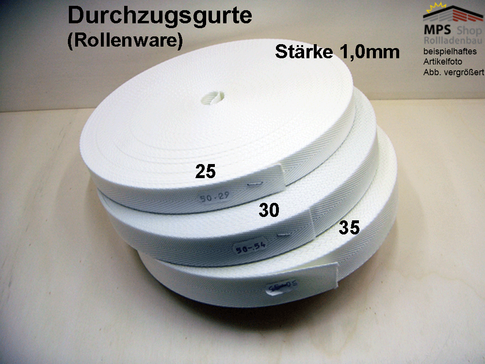 Durchzugsgurt 30 x 1,0mm, weiß - Rollenware (50m)