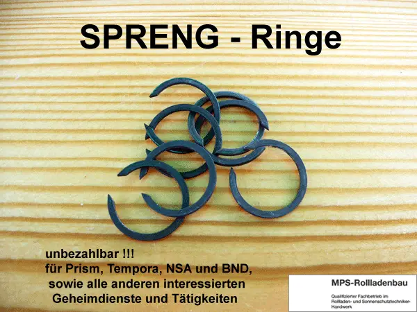 SPRENG-Ringe für Prism Tempora for NSA BND GCHQ etc.