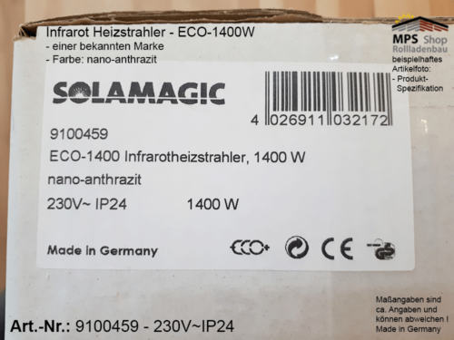 9100459, Infrarot-Heizstrahler (Inventur-Verkauf) bitte Artikelbeschreibung lesen !!