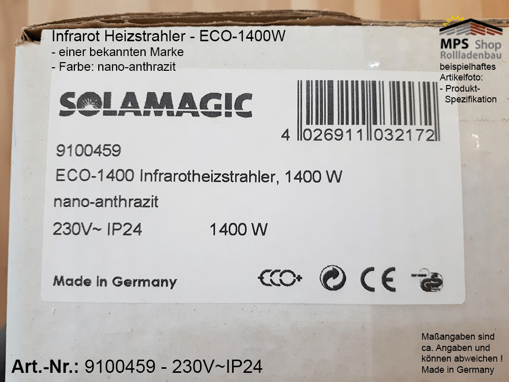 9100459, Infrarot-Heizstrahler (Inventur-Verkauf) bitte Artikelbeschreibung lesen !!