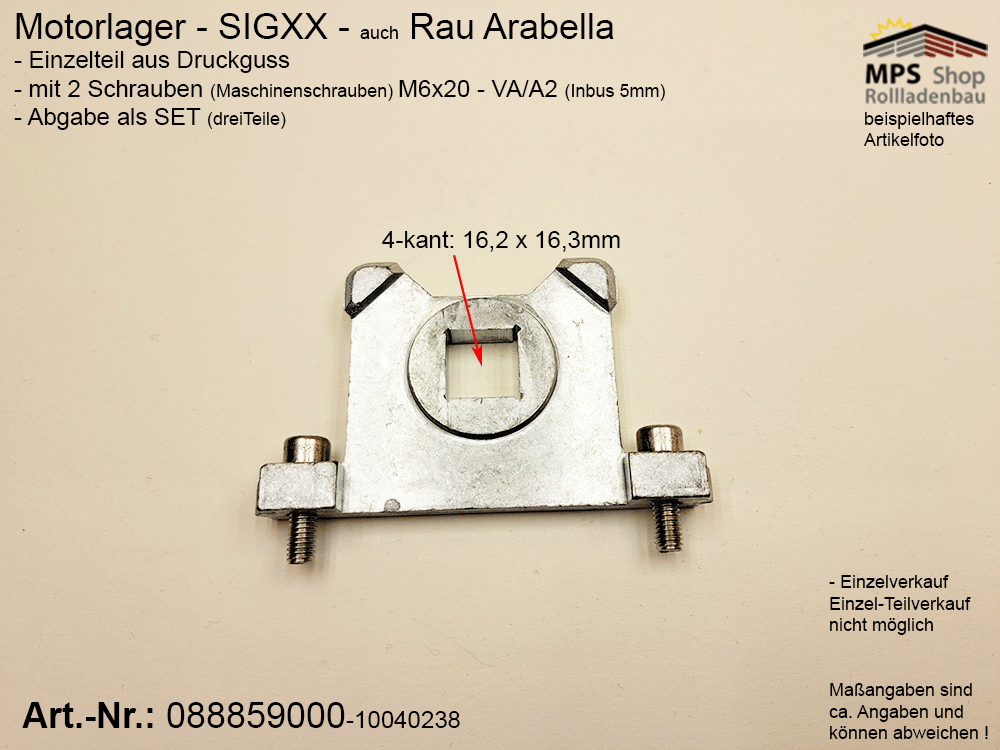 088859000-10040238, Motorlager - links - rechts gleich - SIGXX / WIGA u.a.