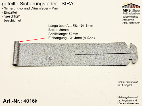 4016k Sicherungs.- und Dämmfeder-Mini - SIRAL
