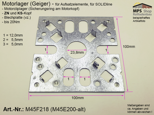 Motorlager für Blendkappe - SolidLine - ZN + KS-Kopf