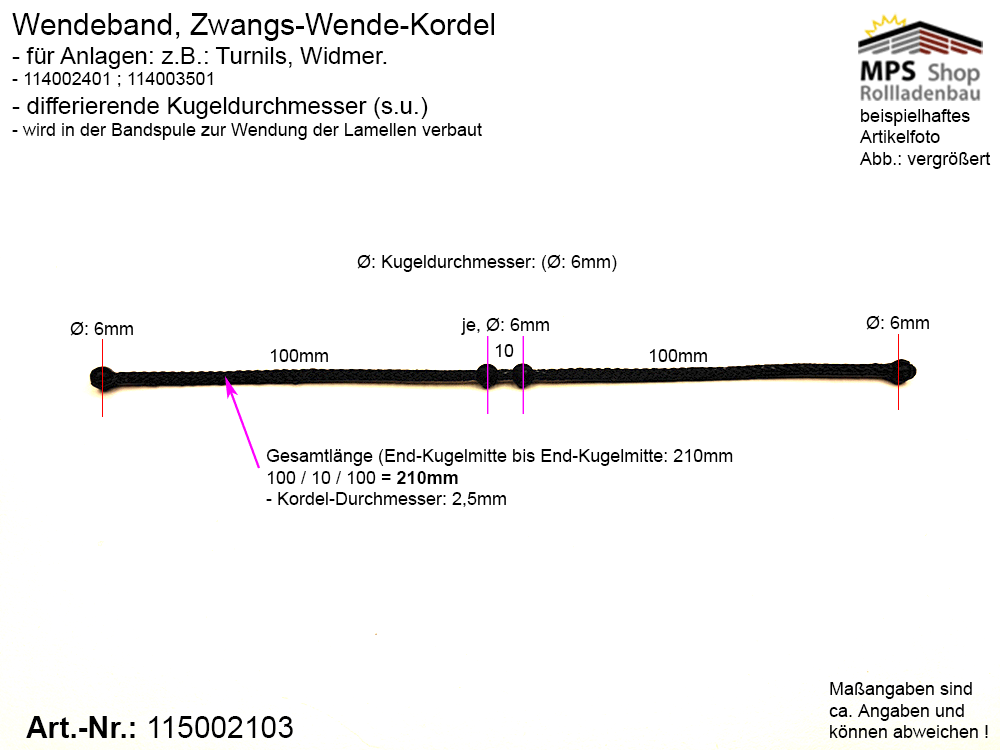 Wendeband Zwangs-Wende-Kordel Kugelkette