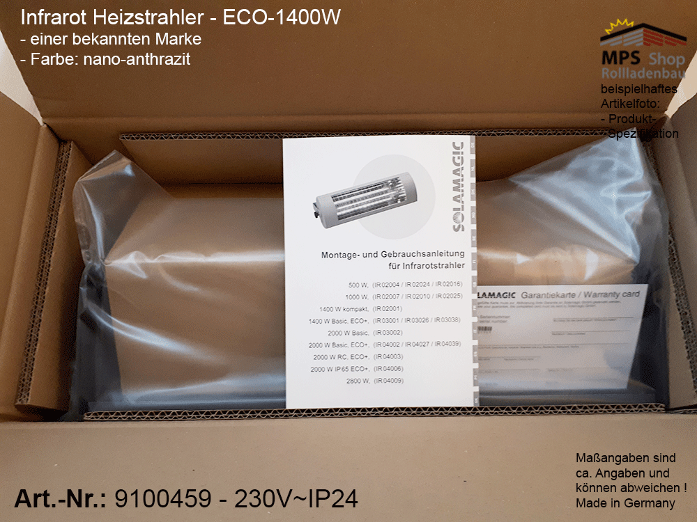 9100459, Infrarot-Heizstrahler (Inventur-Verkauf) bitte Artikelbeschreibung lesen !!