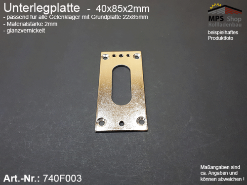 Unterlegplatte für Gelenklager mit Grundplatte 22x85mm; 45° und 90° (740F003)