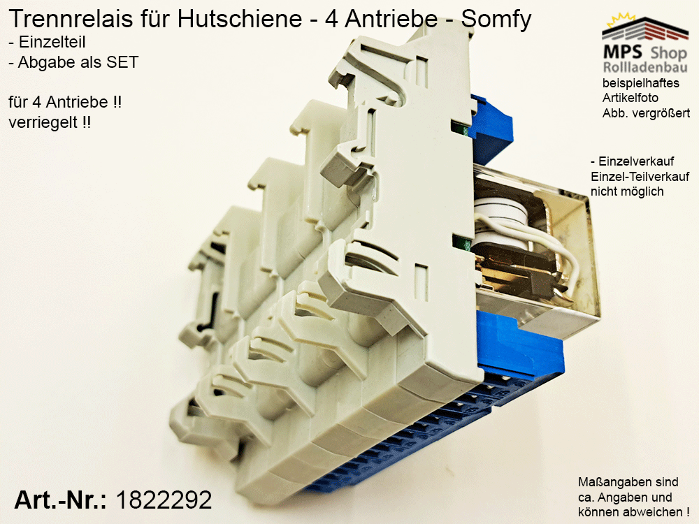 1822292-TR4-DRM-230V~ / Trennrelais für 4 Antriebe für Hutschiene - Somfy