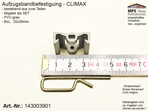CLIMAX TEX-Bandbefestigung PVC grau, mit Splint (143003901-Set)