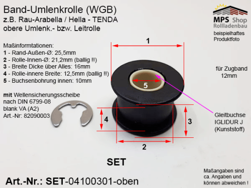 Umlenkrolle WGB - z.B. Arabella-TENDA (04100301-SET)