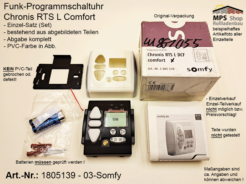 Steuerung Chronis RTS L DCF comfort Programmschaltuhr - Somfy (1805139 03)