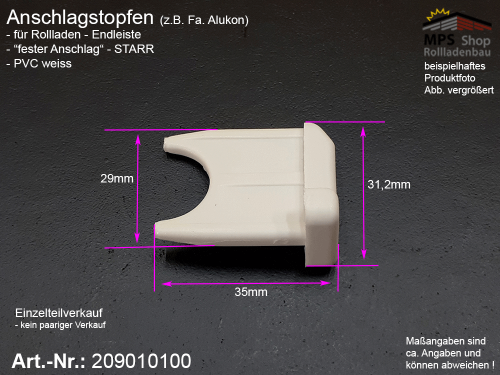 Anschlagstopfen PVC-weiss, Endleiste STARR, Endstabgleiter (Alukon) (209010100 )