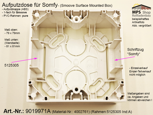 Aufputzdose Somfy für Smoove (Surface Mounted Box) (9019971A)
