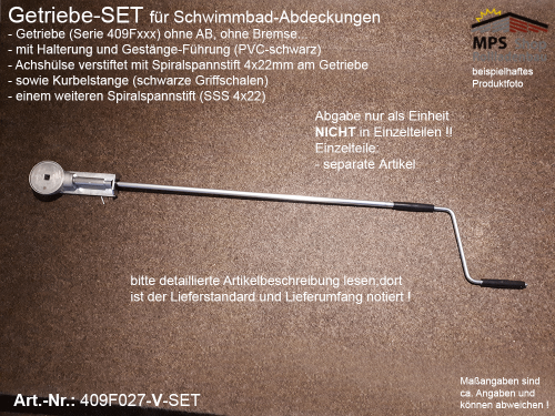 Getriebe 3:1 für Schwimmbad/Pool-Abdeckungen SET