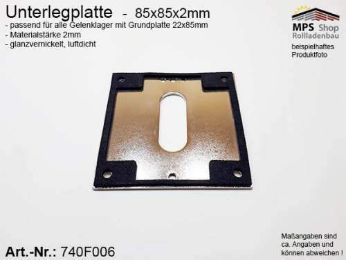 Unterlegplatte für Gelenklager mit Grundplatte 22x85mm; 45° und 90° - luftdicht