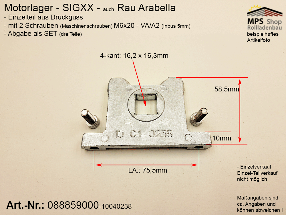 Motorlager links/rechts gleich - SIGXX / WIGA u.a. (088859000/10040238)