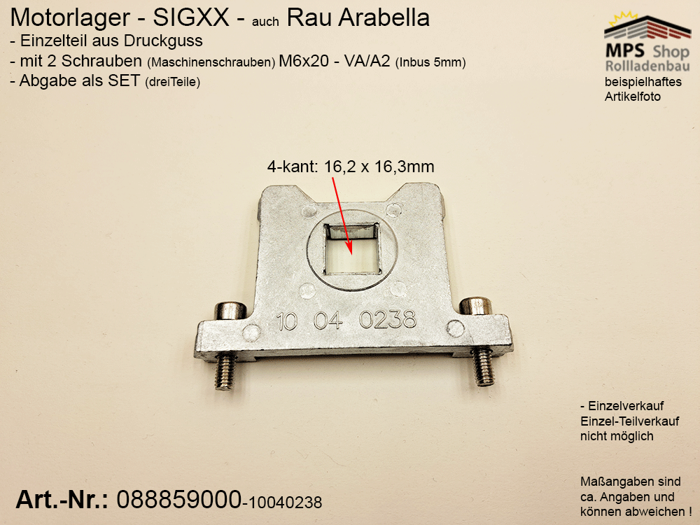 088859000-10040238, Motorlager - links - rechts gleich - SIGXX / WIGA u.a.