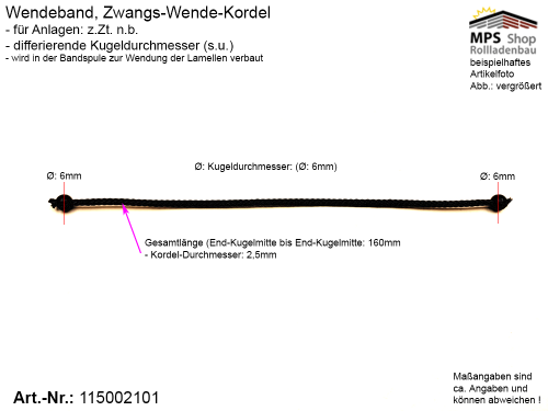 Wendeband Zwangs-Wende-Kordel Kugelkette