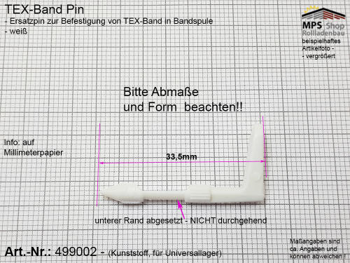 TEX-Band Pin -Aufzugsband für diverse Bandspulen (auch Universallager) (499002)