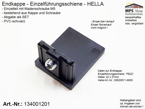 Führungsschienen Abschluss PVC schwarz Hella FE22 (134001201)