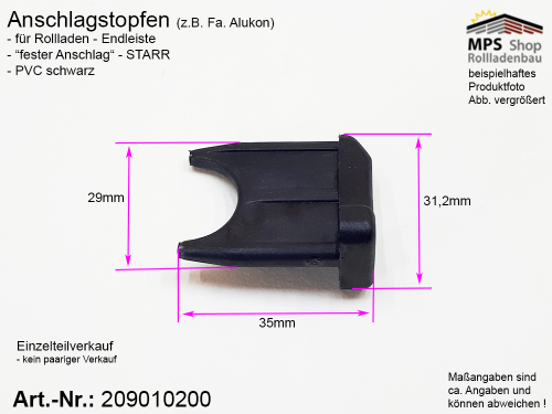 Anschlagstopfen PVC-schwarz Endleiste STARR Endstabgleiter