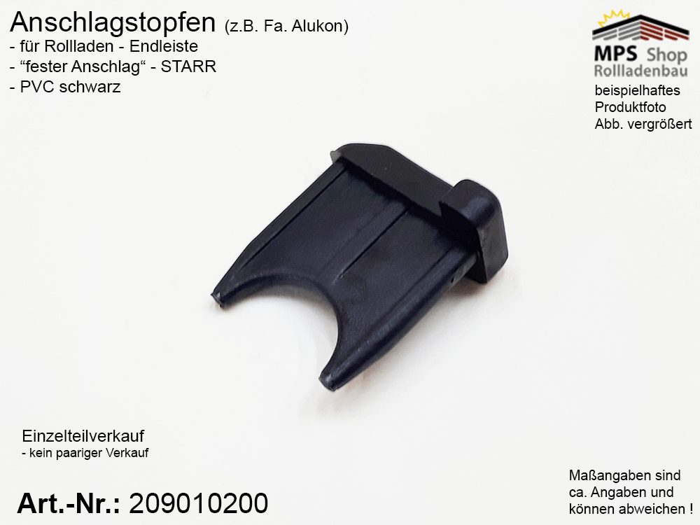 209010200 Anschlagstopfen Endleiste STARR, Endstabgleiter, PVC-schwarz (Alukon)
