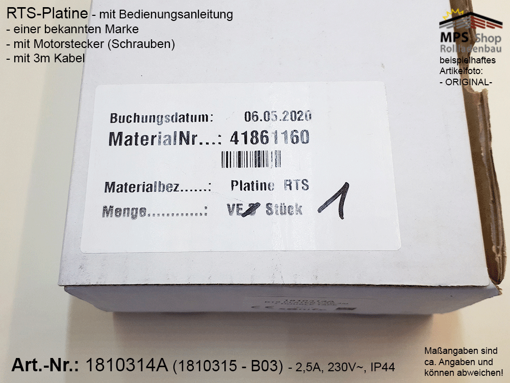41861160 - 1810314A-1810315-B03, RTS-Platine, zur Motorsteuerung-Funk (Inventur-Verkauf) bitte Artikelbeschreibung lesen !!